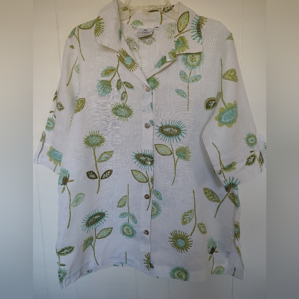 Hot Cotton By Marc Ware Floral Button-Up Shirt Size M